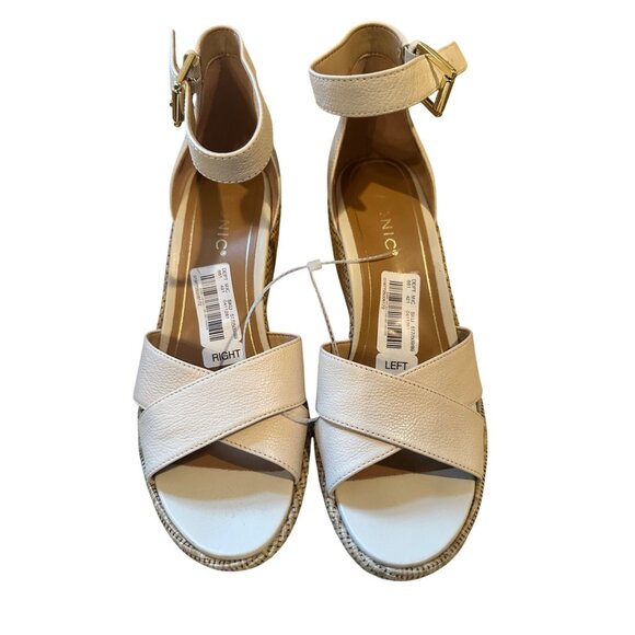 Vionic Womens Venus Marina Leather Wedge Ivory Heels Size 9.5 Orthotic Sandal - Picture 1 of 7